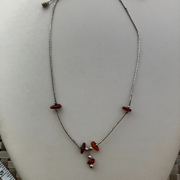 Amber Native Liquid Silver Necklace 16” - Picture 1 of 5